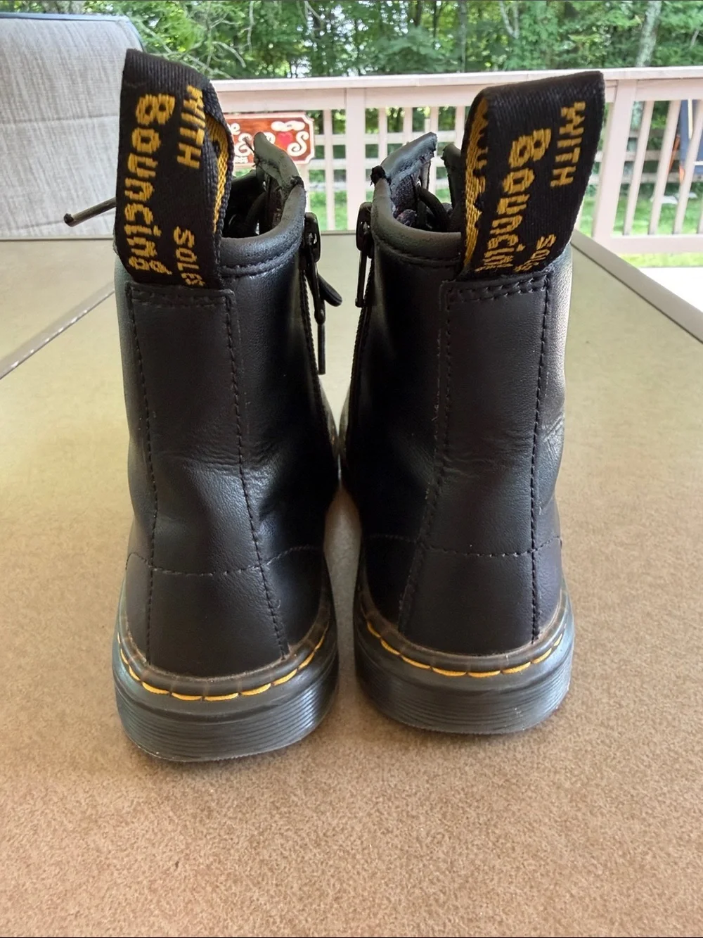 Dr. Martens Zavala J Black Combat Boots Youth US 3 EU 34 Side Zip Lace Up